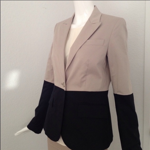 Theory Sz 10 Black/Tan Colorblock Blazer - Picture 2 of 4